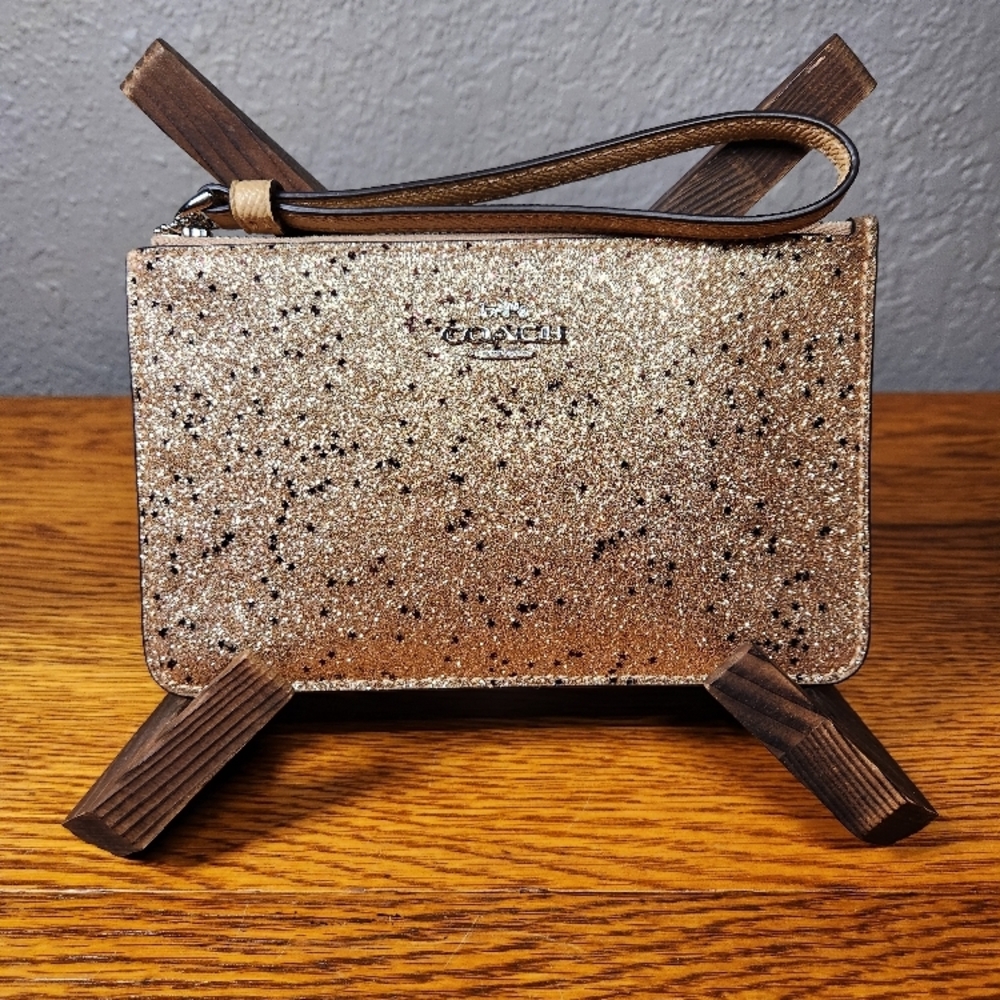 Coach Star Glitter Wristlet in Gold